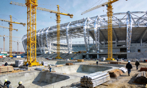 2026世界杯场馆建设进展照片 - 现代化足球 stadium 施工现场