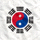 韩国国家足球队旗帜 - 白色背景中央有红色蓝色太极图案和八卦符号